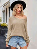 V-Neck Ribbed Dropped Shoulder Knit Top Trendsi