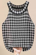 Plaid Round Neck Sleeveless Knit Top Trendsi