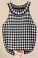 Plaid Round Neck Sleeveless Knit Top Trendsi