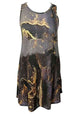 Abstract Print Round Neck Sleeveless Dress with Pockets -BazaarBey - www.shopbazaarbey.com