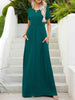 Round Neck Short Sleeve Maxi Dress with Pockets -BazaarBey - www.shopbazaarbey.com