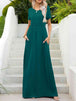 Round Neck Short Sleeve Maxi Dress with Pockets -BazaarBey - www.shopbazaarbey.com