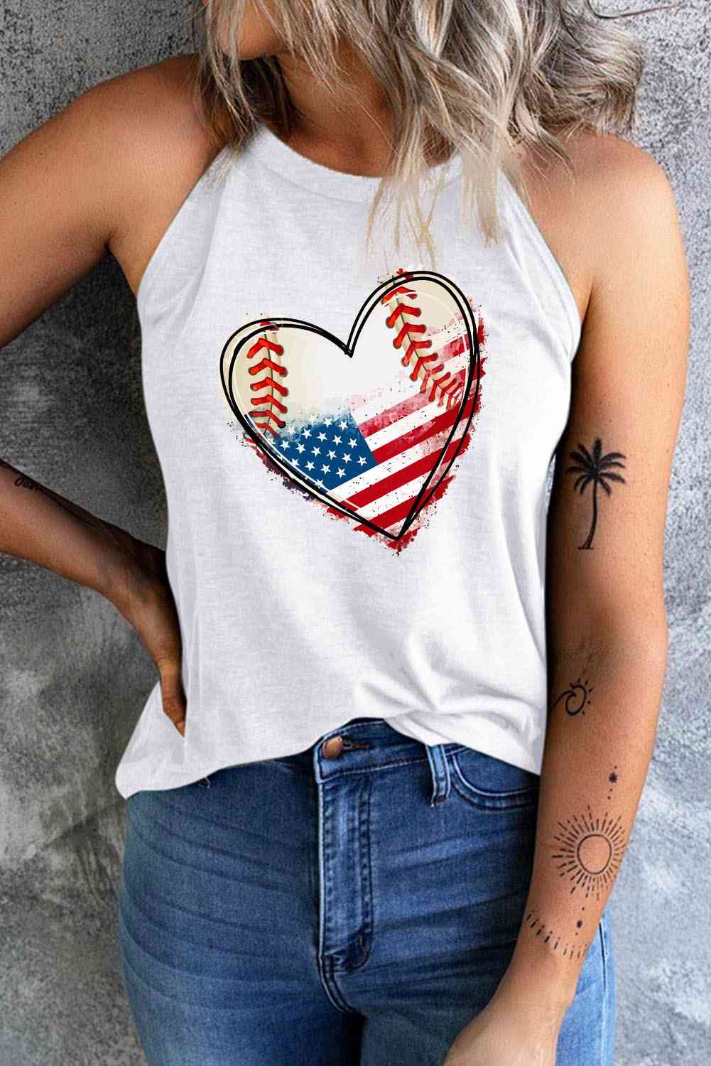 US Flag Heart Graphic Tank Bazaarbey