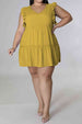 Plus Size V-Neck Frill Trim Mini Dress -BazaarBey - www.shopbazaarbey.com