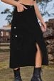 Slit Front Midi Denim Skirt with Pockets Trendsi