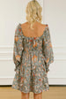 Printed Smocked Lantern Sleeve Tiered Dress -BazaarBey - www.shopbazaarbey.com