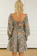 Printed Smocked Lantern Sleeve Tiered Dress -BazaarBey - www.shopbazaarbey.com
