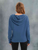 Waffle-Knit Drawstring Drop Shoulder Hoodie Trendsi