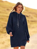 Textured Drawstring Tunic Hoodie Bazaarbey