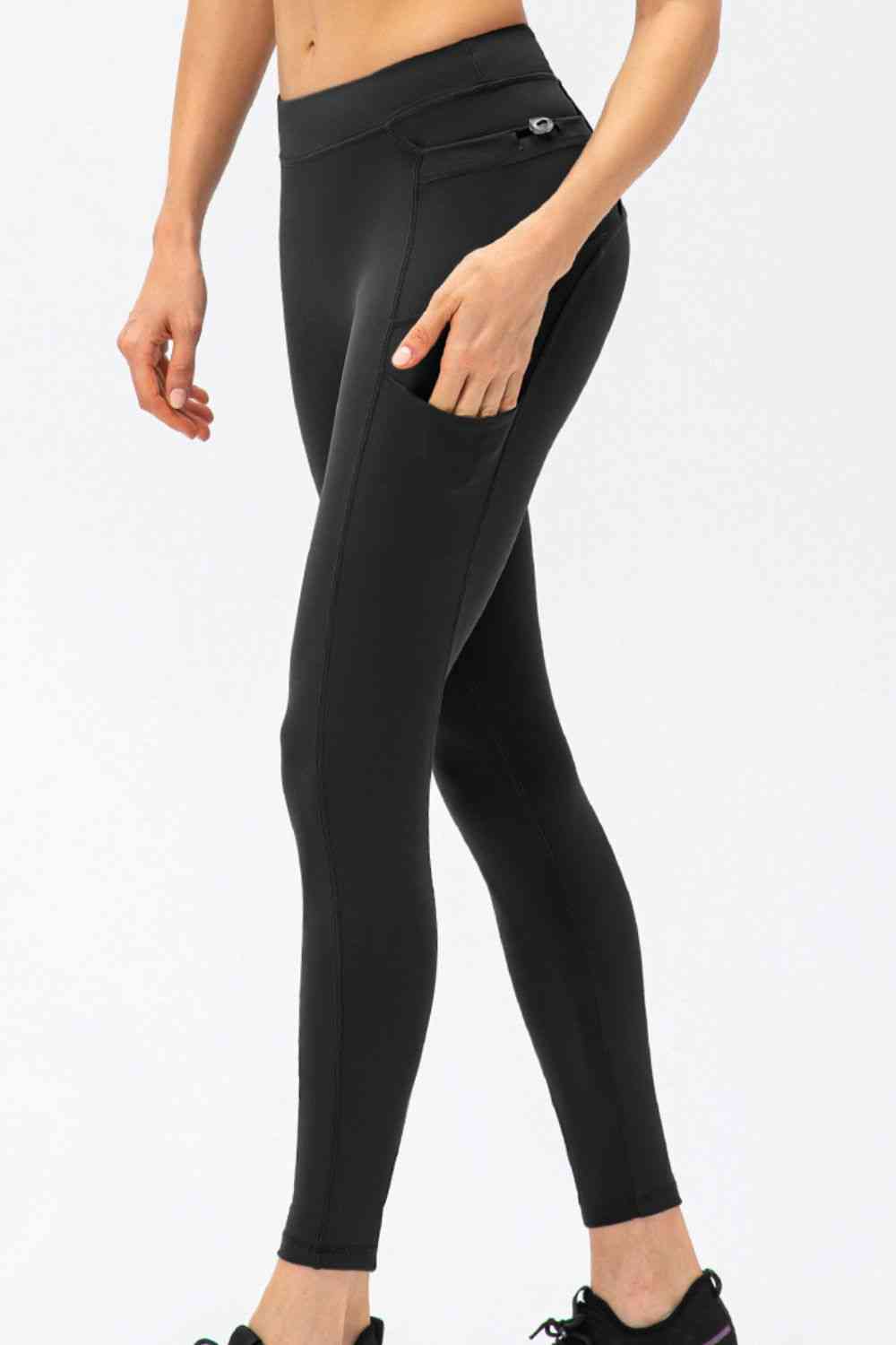 Full Size Slim Fit High Waist Long Sports Pants with Pockets Bazaarbey