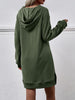 Slit Long Sleeve Hooded Dress with Pocket -BazaarBey - www.shopbazaarbey.com