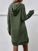 Slit Long Sleeve Hooded Dress with Pocket -BazaarBey - www.shopbazaarbey.com
