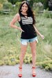 US Flag Graphic Cutout Round Neck Tank Bazaarbey