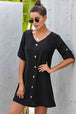 Buttoned V-Neck Dress -BazaarBey - www.shopbazaarbey.com