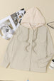 Pocketed Hooded Long Sleeve Jacket Bazaarbey
