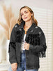 Fringe Detail Long Sleeve Denim Jacket Bazaarbey