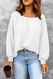 Square Neck Waffle-Knit Top Trendsi