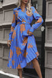 Floral Pleated  Long Sleeve Midi Dress -BazaarBey - www.shopbazaarbey.com
