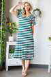 Striped V-Neck Short Sleeve Side Slit Dress -BazaarBey - www.shopbazaarbey.com