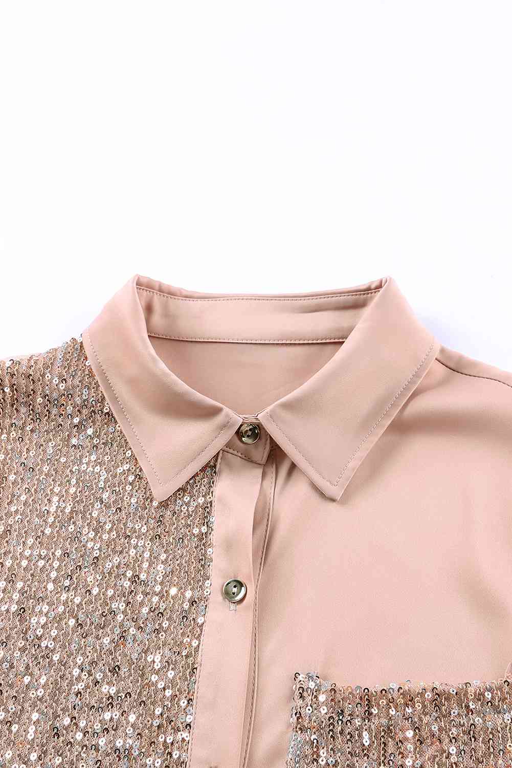 Sequin Button Front High-Low Shirt Dress -BazaarBey - www.shopbazaarbey.com