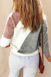 Color Block Round Neck Dropped Shoulder Pullover Sweater Bazaarbey
