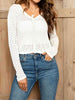 BazaarBey V-Neck Long Sleeve Buttoned Knit Top 
