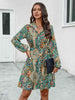 Printed Collared Neck Long Sleeve Dress -BazaarBey - www.shopbazaarbey.com