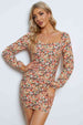 Floral Long-Sleeve Bodycon Dress -BazaarBey - www.shopbazaarbey.com