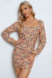 Floral Long-Sleeve Bodycon Dress -BazaarBey - www.shopbazaarbey.com