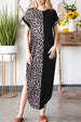 Leopard Color Block Split Dress -BazaarBey - www.shopbazaarbey.com