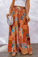 Bohemian Patchwork Drawstring Wide Leg Pants Bazaarbey
