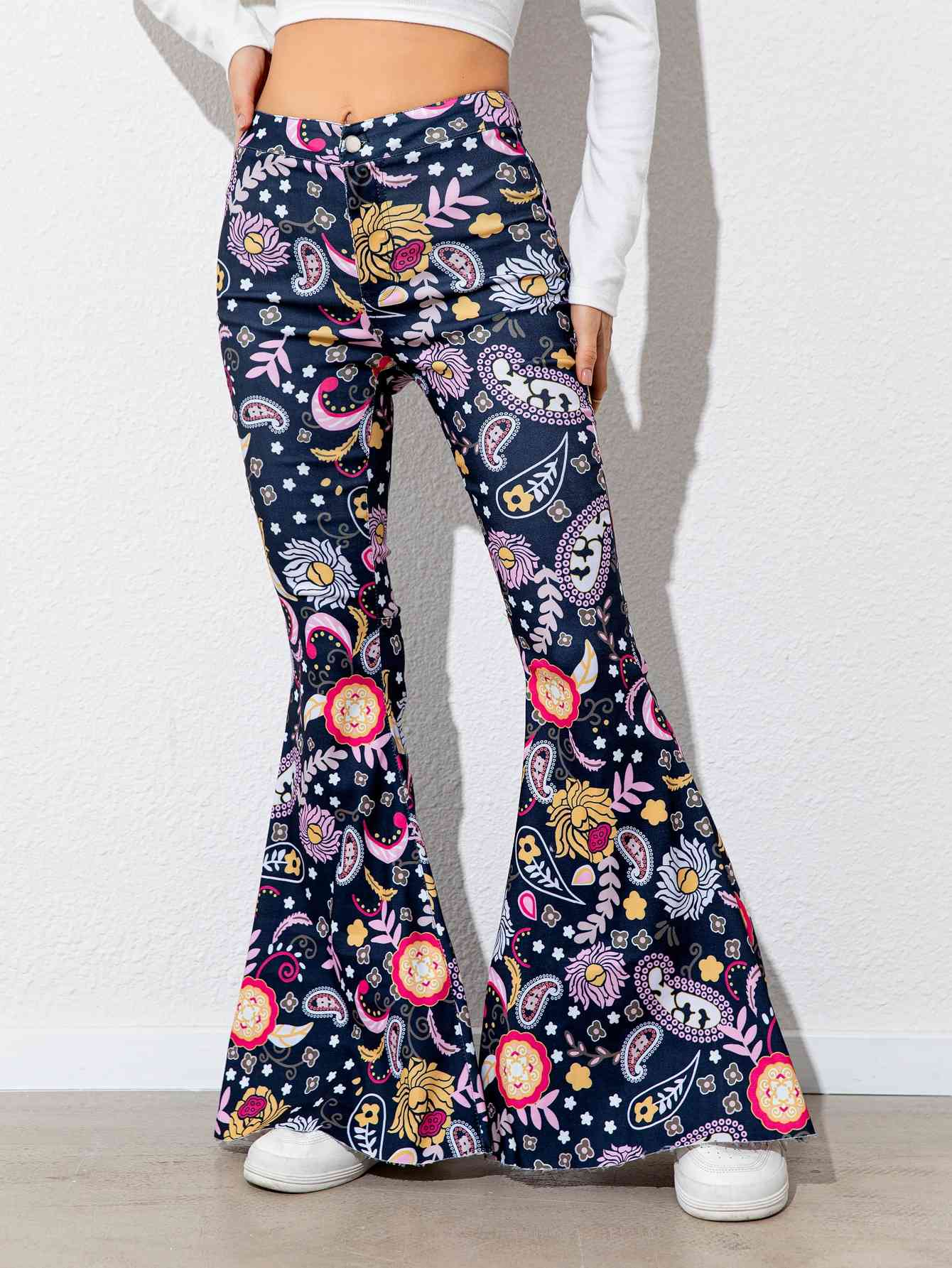 Floral High Waist Flare Leg Pants Bazaarbey
