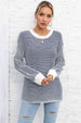 Striped Round Neck Long Sleeve Knit Top Trendsi