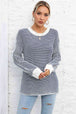 Striped Round Neck Long Sleeve Knit Top Trendsi