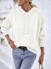 Texture Drawstring Long Sleeve Hooded Sweater Bazaarbey