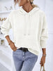 Texture Drawstring Long Sleeve Hooded Sweater Bazaarbey