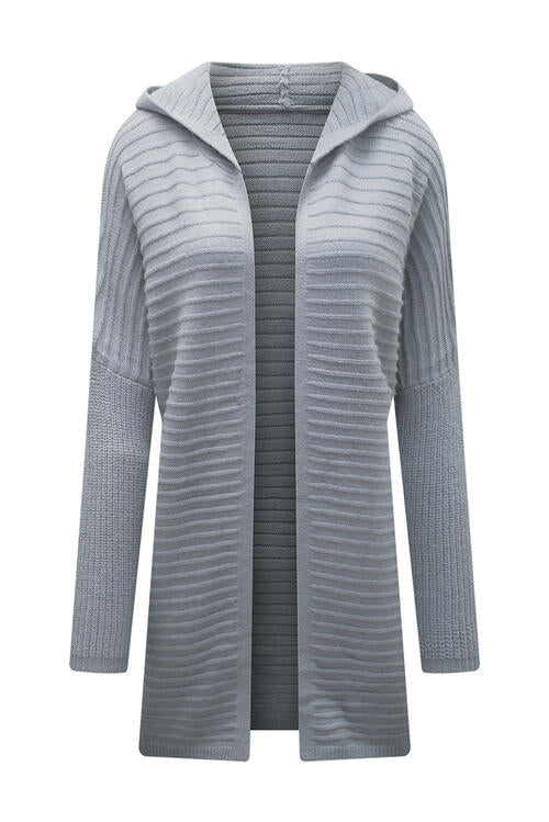 Open Front Longline Hooded Cardigan Bazaarbey