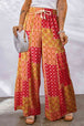 Bohemian Patchwork Drawstring Wide Leg Pants Bazaarbey