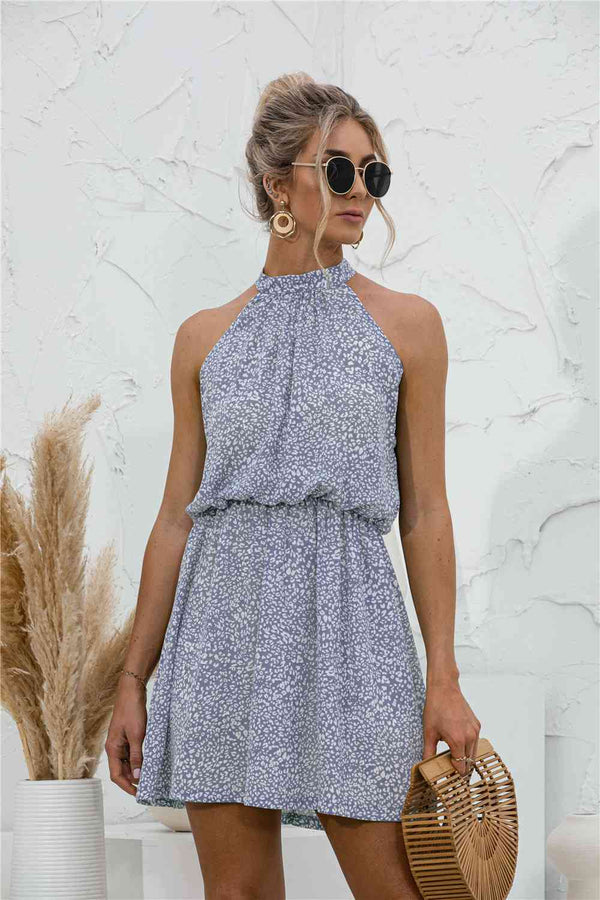 Floral Tied Sleeveless Mini Dress -BazaarBey - www.shopbazaarbey.com