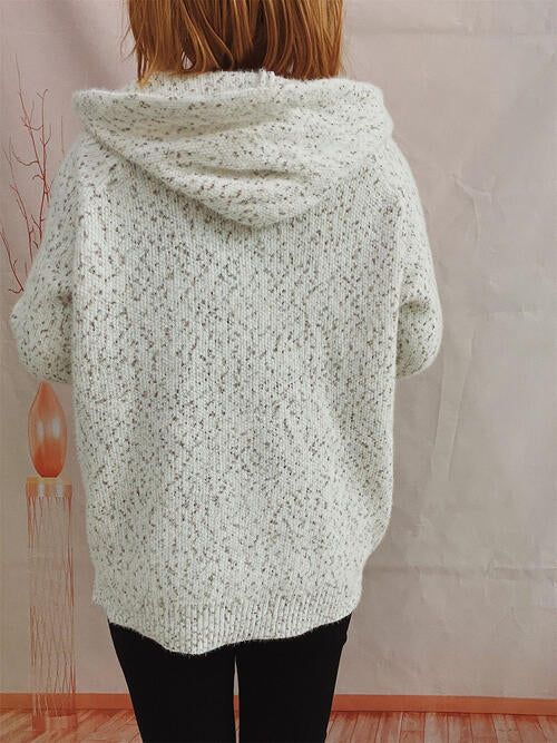 Zip Up Drawstring Long Sleeve Hooded Sweater Bazaarbey