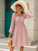 Off-Shoulder Balloon Sleeve Smocked Dress -BazaarBey - www.shopbazaarbey.com