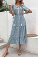 Printed Tassel Tie Flounce Sleeve Dress -BazaarBey - www.shopbazaarbey.com