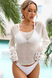 Openwork Scoop Neck Long Sleeve Cover-Up Bazaarbey