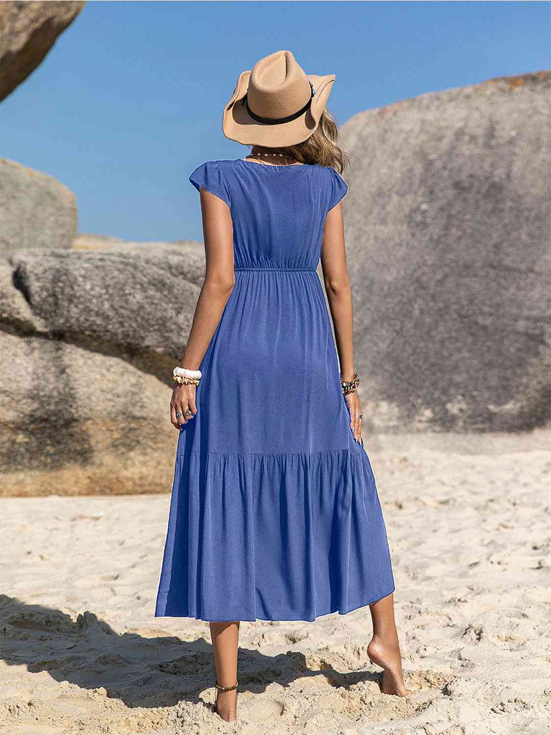 Embroidered Square Neck Ruffle Hem Dress -BazaarBey - www.shopbazaarbey.com