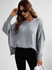 Exposed Seam Dropped Shoulder Slit Sweater Trendsi