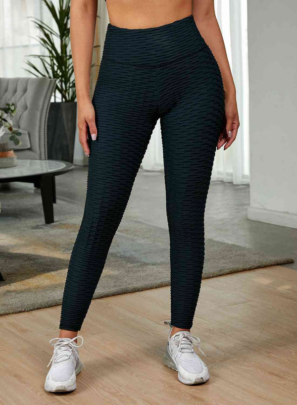 Textured High Waist Active Leggings Bazaarbey