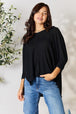 BazaarBey   Round Neck High-Low Slit Knit Top Bazaarbey