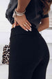 High Waist Ribbed Slit Leggings Bazaarbey