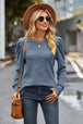 Ribbed Round Neck Long Sleeve Knit Top Trendsi