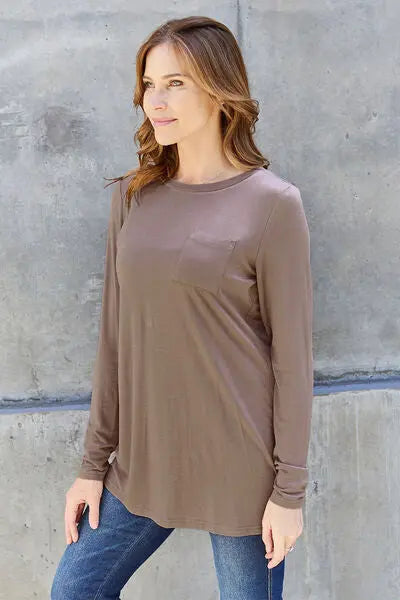  Full Size Round Neck Long Sleeve Top Trendsi